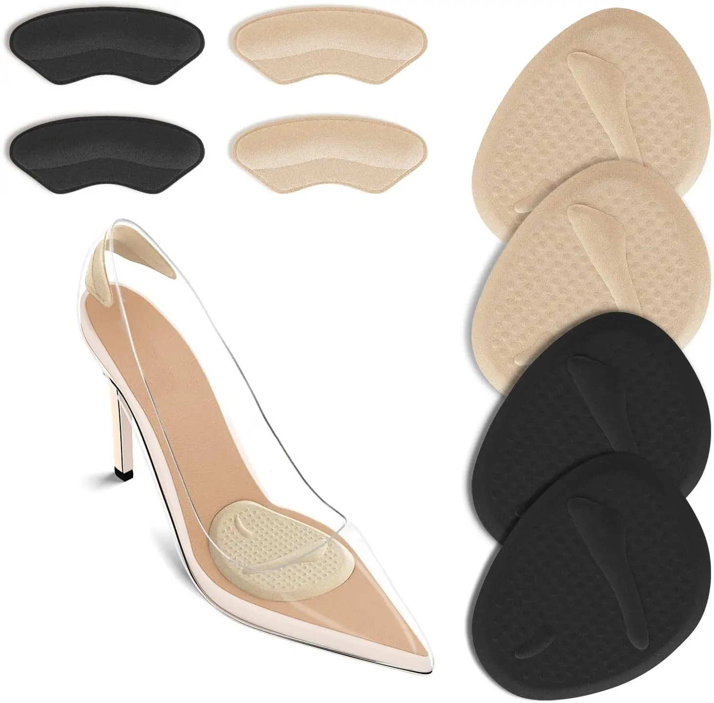 Heels - 2 sets hielkussentjes, voetzoolkussentjes, middenvoetkussentjes, schoeninzetstukken