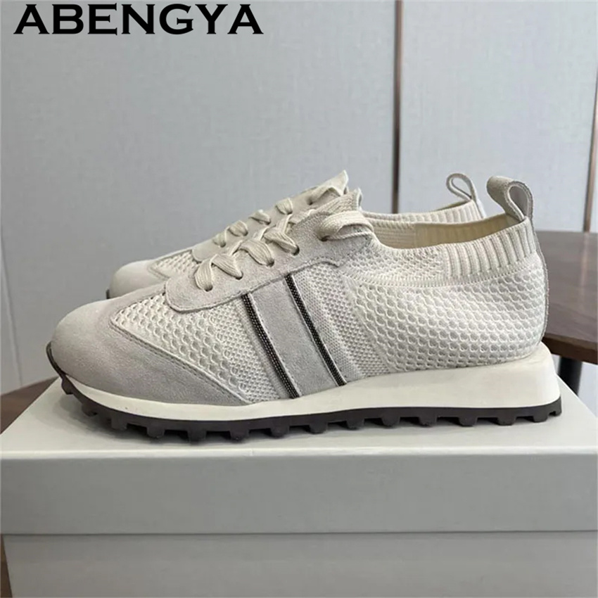 2026 Lente Hot Sale Gebreide V - Knit Fabric Lace Up Sneakers recensie en prijs